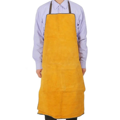 Yellow Cow Split Fire Resistant Barbeque Industrial Safety Clothing leather Welding Apron