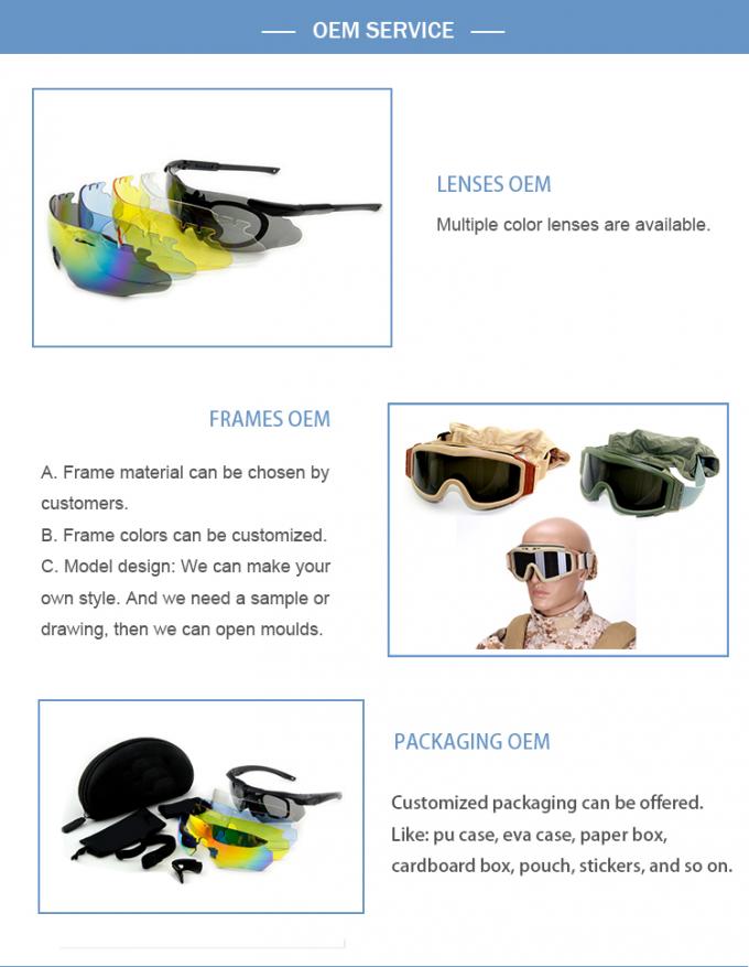 Tiro protetor do esporte da Anti-névoa Uv400 do Anti-impacto que caça vidros de segurança militares do Eyeshield dos óculos de proteção balísticos táticos